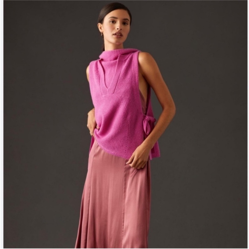 Pink Cowl Neck Sweater Vest